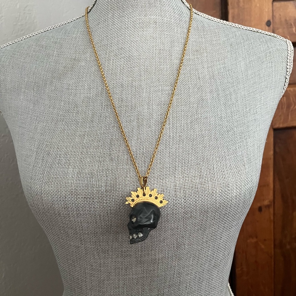 Alexander McQueen Marble Mohawk Skull Necklace - Picture 10 of 16